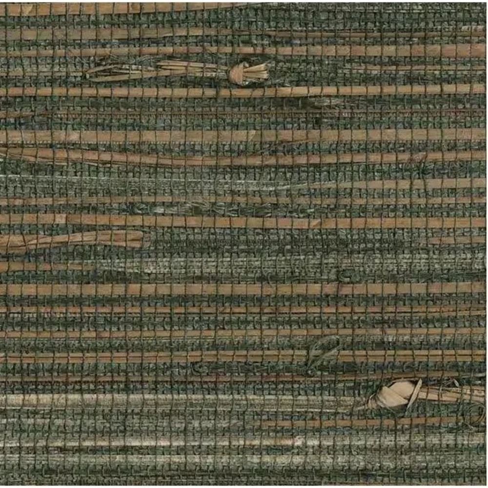 LOT: 6 Rolls Kenneth James Reju Charcoal Grasscloth Wallpaper - 48 Yards Total